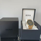  Shop Authentic Hugo Boss Navigator Black Dial Gold Steel Strap Watch for Men - 1513531 - Luxxuri