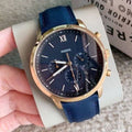  Shop Authentic Fossil Neutra Chronograph Blue Dial Blue Leather Strap Watch for Men - FS5454 - Luxxuri