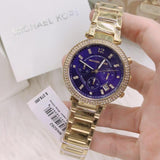  Shop Authentic Michael Kors Parker Chronograph Blue Dial Gold Steel Strap Watch For Women - MK6262 - Luxxuri