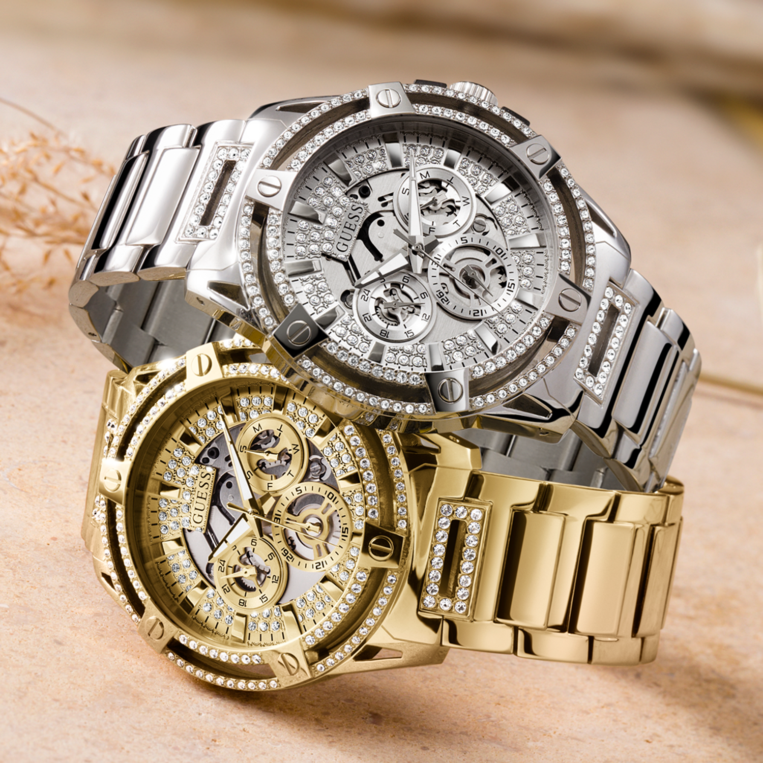  Shop Authentic Guess King Quartz Silver Dial Silver Steel Strap Watch For Men - GW0497G1 - Luxxuri