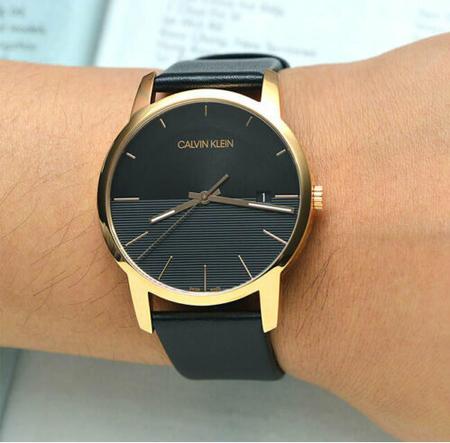  Shop Authentic Calvin Klein City Quartz Black Dial Black Leather Strap Watch for Men - K2G2G6CZ - Luxxuri
