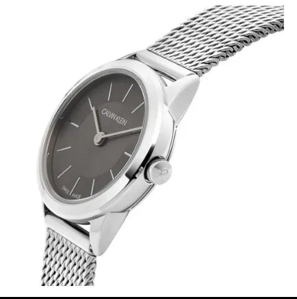  Shop Authentic Calvin Klein Minimal Grey Dial Silver Mesh Bracelet Watch for Women - K3M23124 - Luxxuri