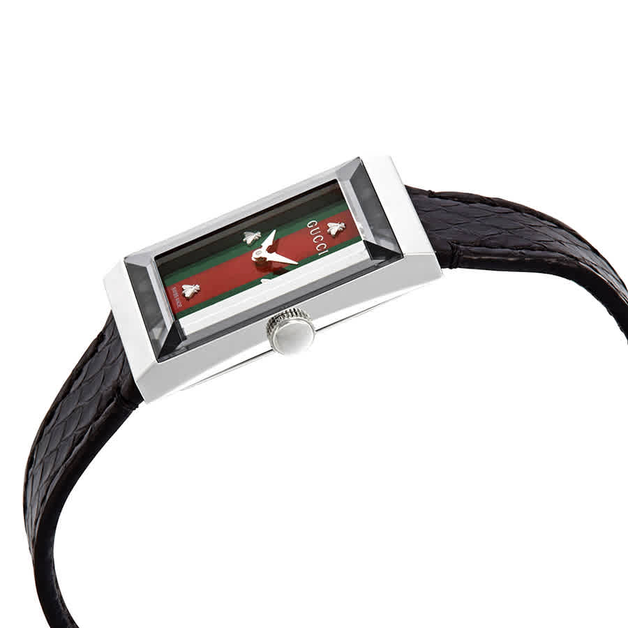  Shop Authentic Gucci G-Frame Mother of Pearl Green & Red Dial Black Leather Strap Watch For Women - YA147403 - Luxxuri