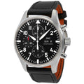  Shop Authentic IWC Pilot's Watch Chronograph Black Dial Black Leather Strap Watch for Men - IW377709 - Luxxuri