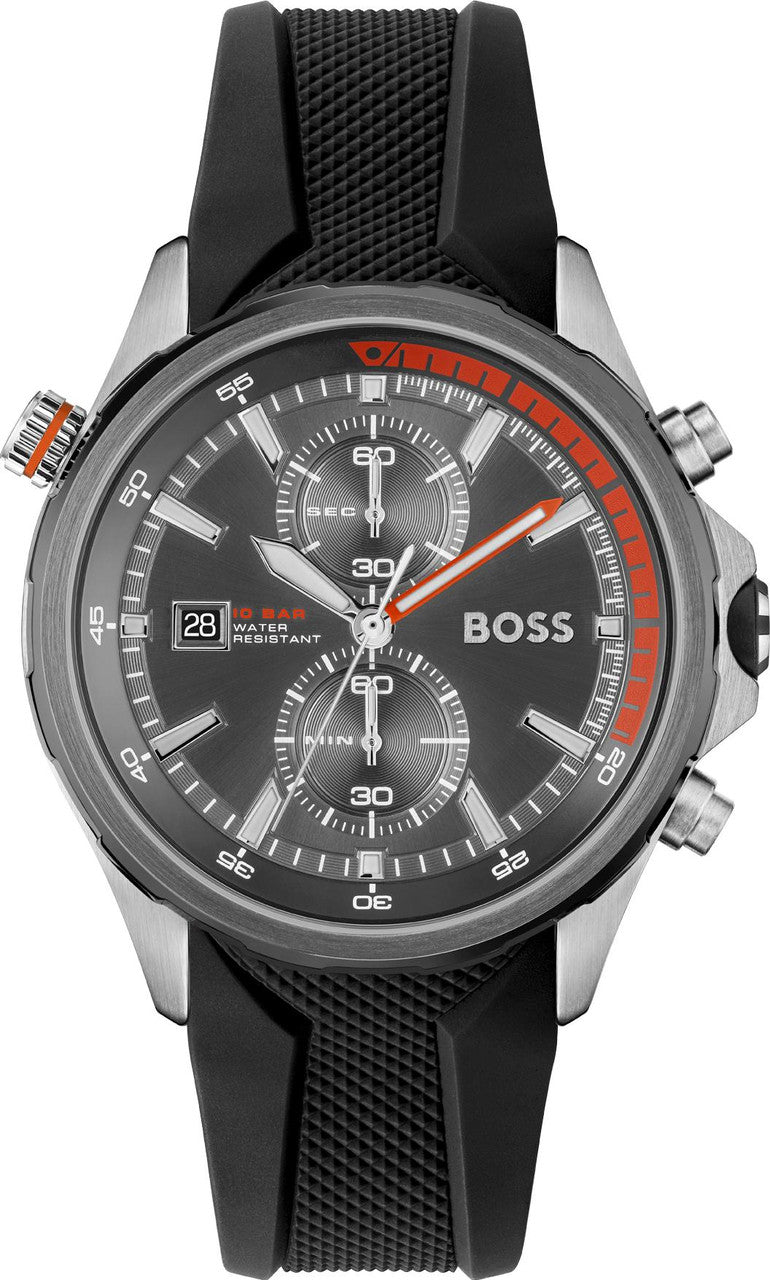  Shop Authentic Hugo Boss Globetrotter Grey Dial Black Silicone Strap Watch for Men - 1513931 - Luxxuri