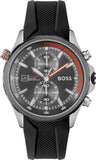  Shop Authentic Hugo Boss Globetrotter Grey Dial Black Silicone Strap Watch for Men - 1513931 - Luxxuri