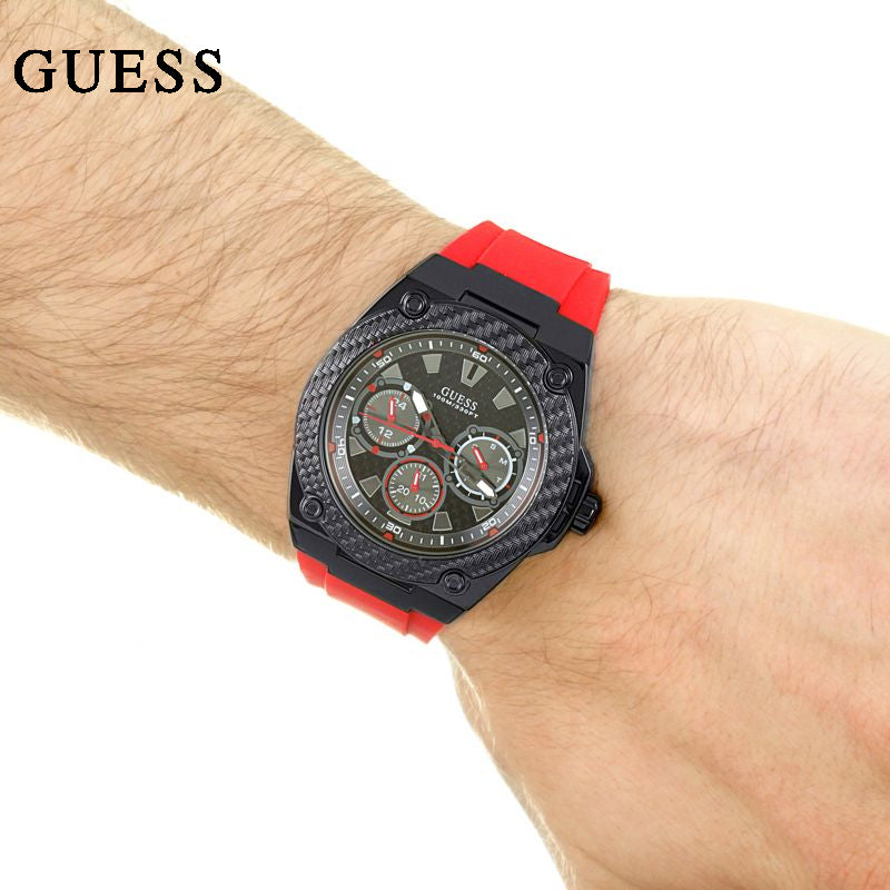  Shop Authentic Guess Legacy Black Dial Red Silicone Strap Watch for Men - W1049G6 - Luxxuri