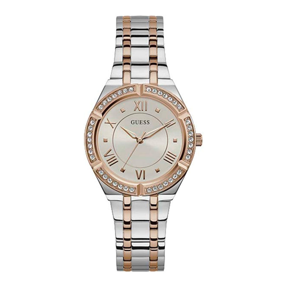  Shop Authentic Guess Cosmo Quartz Silver Dial Two Tone Steel Strap Watch For Women - GW0033L9 - Luxxuri