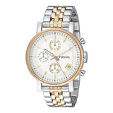  Shop Authentic Fossil Boyfriend Chronograph White Dial Two Tone Steel Strap Watch for Women - ES3840 - Luxxuri