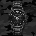  Shop Authentic Emporio Armani Luigi Chronograph Black Dial Black Steep Strap Watch For Men - AR11045 - Luxxuri