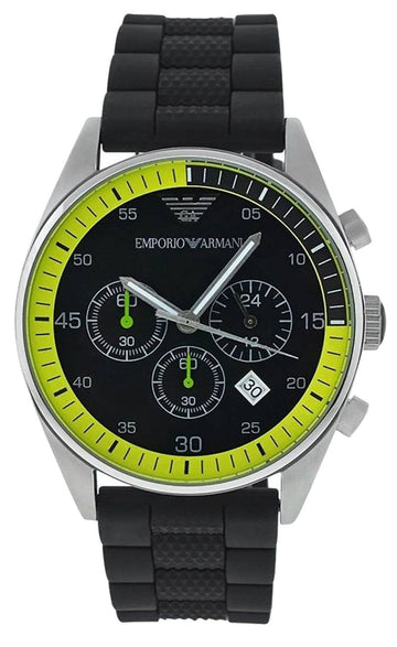  Shop Authentic Emporio Armani Chronograph Black Dial Black Rubber Strap Watch For Men - AR5865 - Luxxuri
