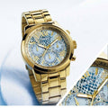  Shop Authentic Guess Mini Sunrise Quartz Blue Dial Gold Steel Strap Watch For Women - W0448L6 - Luxxuri