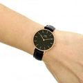  Shop Authentic Daniel Wellington Petite Sheffield Black Dial Black Leather Strap Watch For Women - DW00100168 - Luxxuri