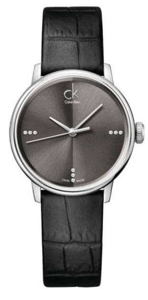  Shop Authentic Calvin Klein Accent Black Dial Black Leather Strap Watch for Men - K2Y2X1CU - Luxxuri