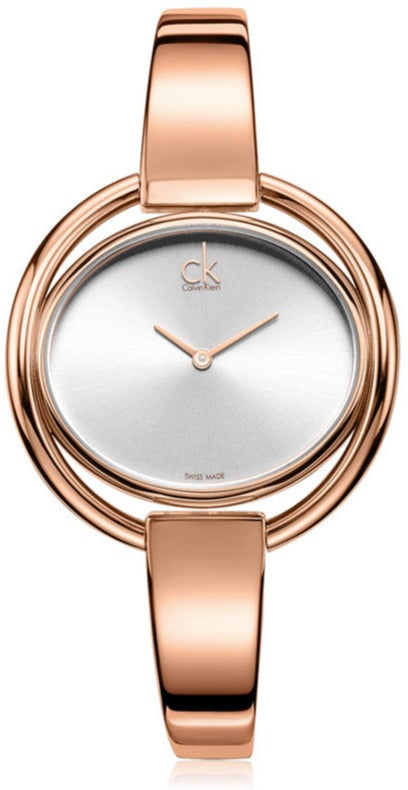  Shop Authentic Calvin Klein Impetuos Silver Dial Rose Gold Steel Strap Watch for Women - K4F2N616 - Luxxuri