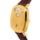  Shop Authentic Gucci Grip Quartz Yellow Gold Dial Maroon Leather Strap Watch For Women - YA157405 - Luxxuri