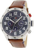  Shop Authentic Tommy Hilfiger Trent Quartz Blue Dial Brown Leather Strap Watch for Men - 1791066 - Luxxuri