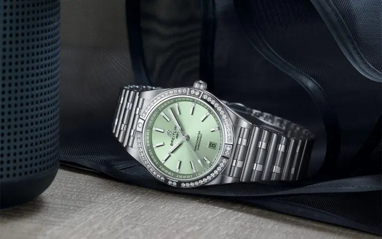  Shop Authentic Breitling Chronomat Automatic 36 Diamonds Green Dial Two Tone Steel Strap Watch for Women - A10380591L1A1 - Luxxuri