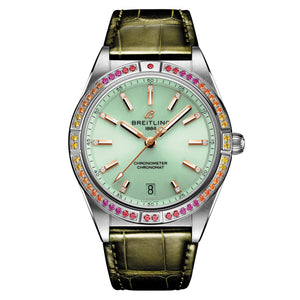  Shop Authentic Breitling Chronomat Automatic 36 South Sea Green Dial Green Leather Strap Watch for Women - A10380611L1P1 - Luxxuri