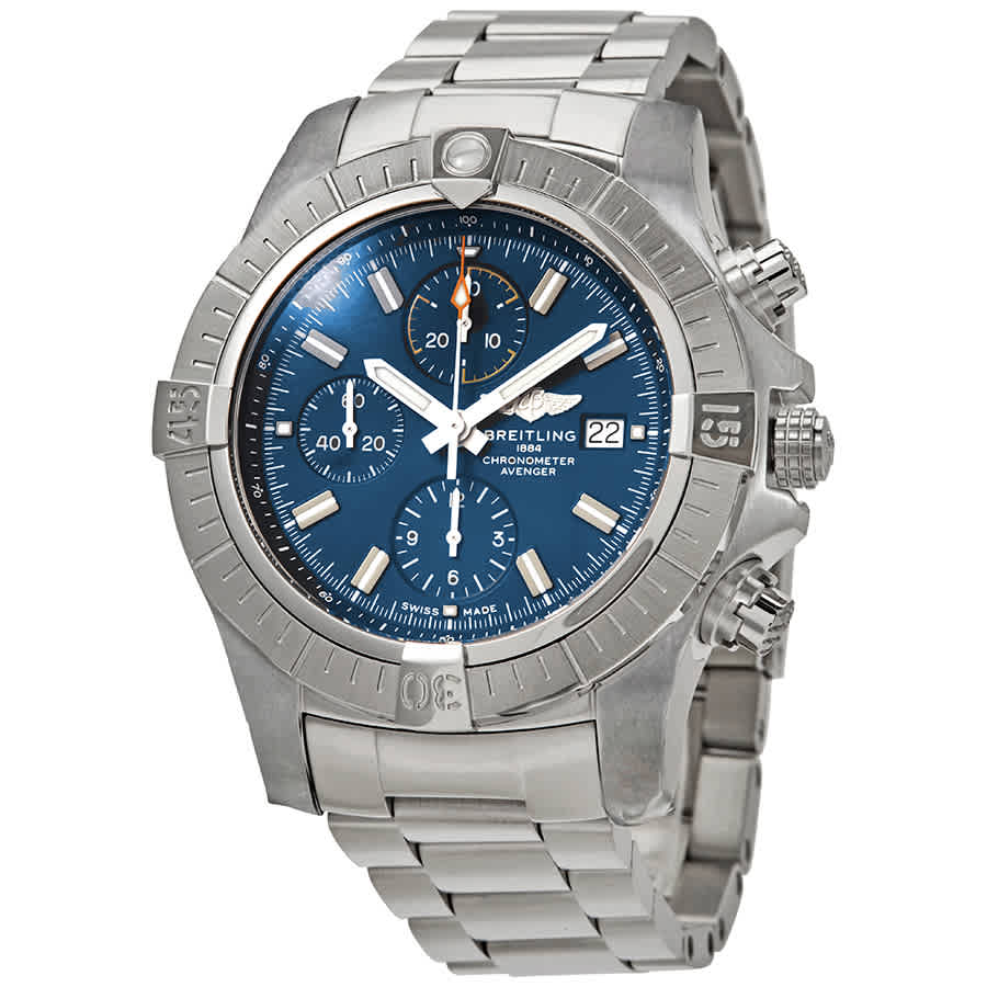  Shop Authentic Breitling Avenger Chronograph 45mm Blue Dial Silver Steel Strap Watch for Men - A13317101C1A1 - Luxxuri