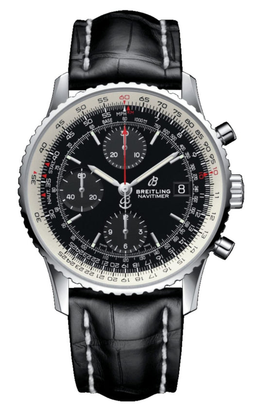  Shop Authentic Breitling Navitimer 1 Chronograph 41mm Automatic Black Dial Black Leather Strap Mens Watch - A13324121B1P1 - Luxxuri