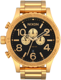 Nixon 51-30 Chrono Black Dial Gold Steel Strap Watch for Men - A083-510