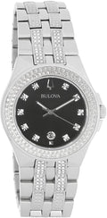  Shop Authentic Bulova Crystal Collection Black Dial Silver Steel Strap Watch for Men - 96K102 - Luxxuri