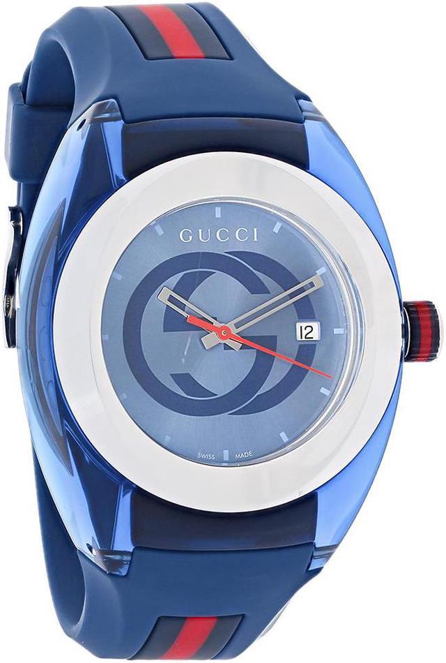  Shop Authentic Gucci Sync XXL Quartz Blue Dial Blue Rubber Strap Watch For Men - YA137104 - Luxxuri