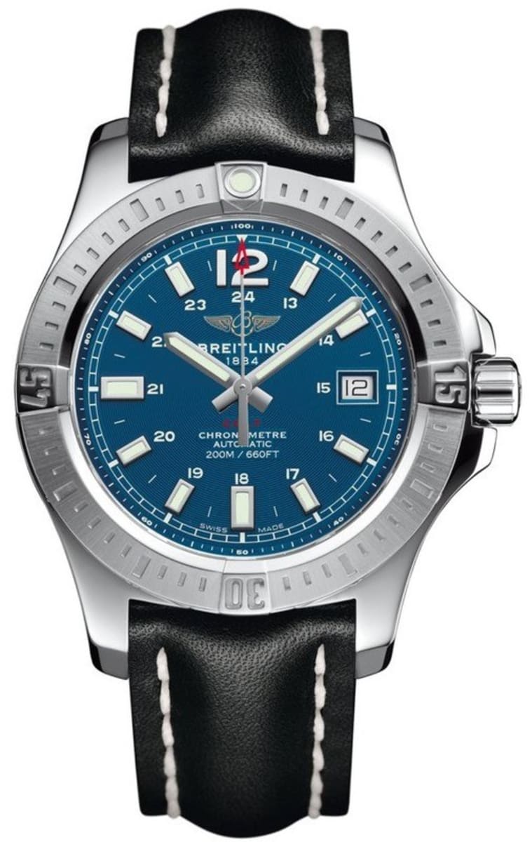  Shop Authentic Breitling Colt Automatic Blue Dial Black Leather Strap 41mm Mens Watch - A1731311/G934/428X - Luxxuri