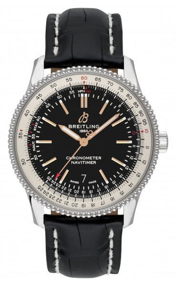  Shop Authentic Breitling Navitimer 1 Automatic 41mm Black Dial Black Leather Strap Mens Watch - A17326211B1P1 - Luxxuri