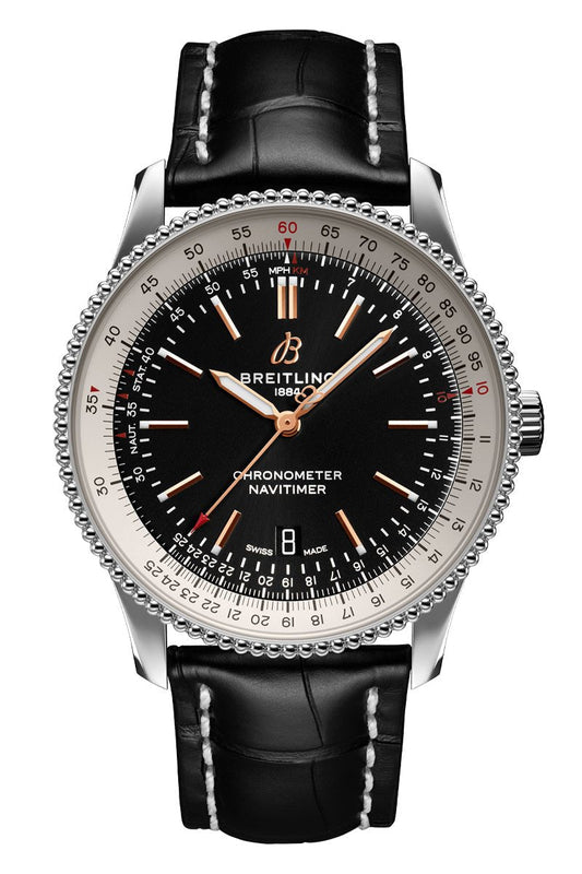  Shop Authentic Breitling Navitimer 1 Automatic 41mm Black Dial Black Leather Strap Mens Watch - A17326211B1P2 - Luxxuri