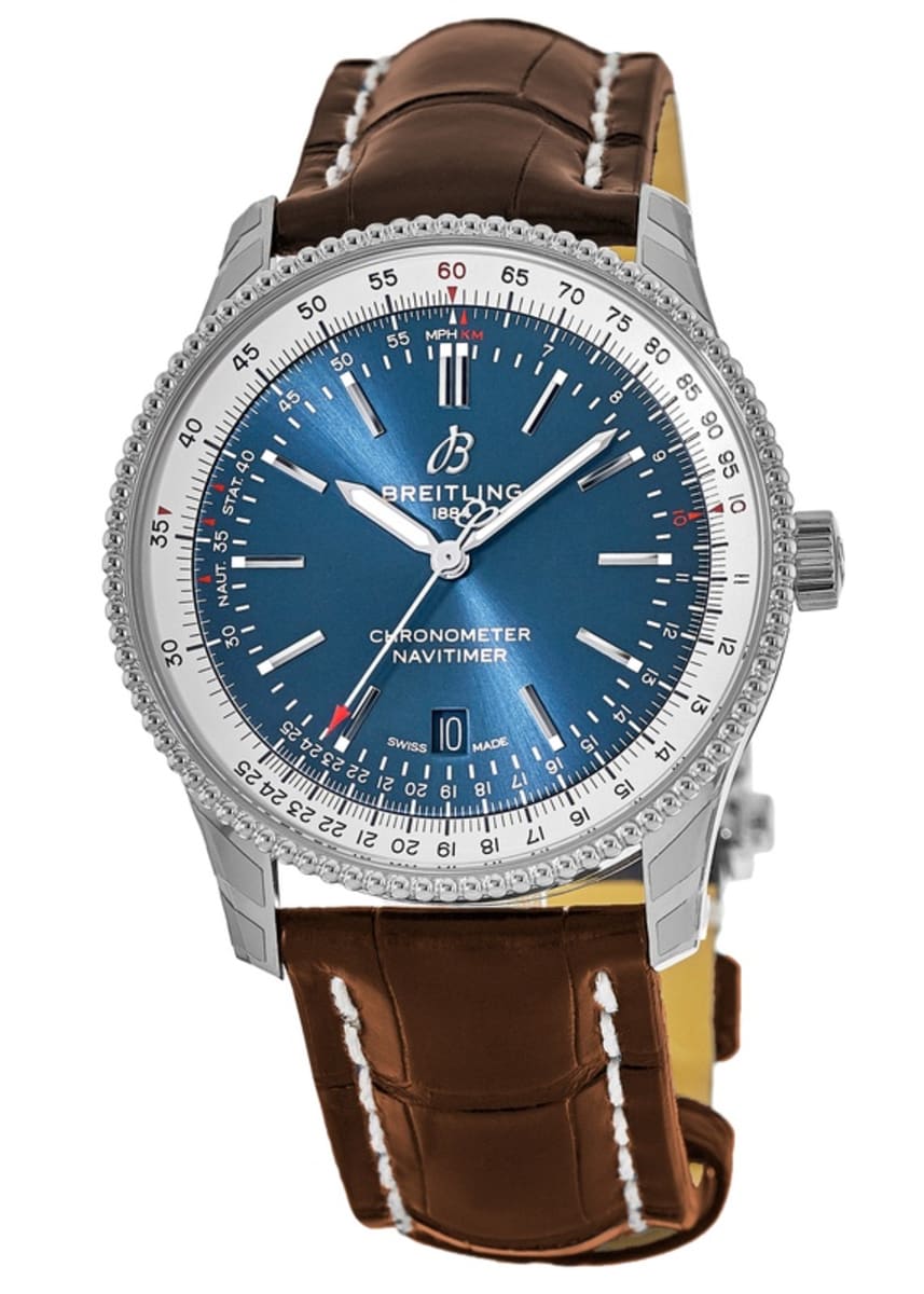  Shop Authentic Breitling Navitimer 1 Automatic 41mm Blue Dial Brown Leather Strap Mens Watch - A17326211C1P1 - Luxxuri