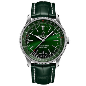  Shop Authentic Breitling Navitimer Automatic 41mm Green Dial Green Leather Strap Watch for Men - A17326361L1P1 - Luxxuri