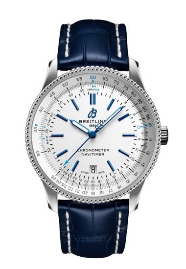  Shop Authentic Breitling Navitimer Automatic 41mm White Dial Blue Leather Strap Watch for Men - A173263A1G1P1 - Luxxuri