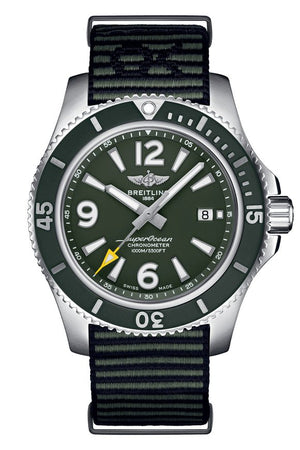 Shop Authentic Breitling Superocean Automatic 44mm Outerknown Green Dial Green Nylon Strap Watch for Men - A17367A11L1W1 - Luxxuri