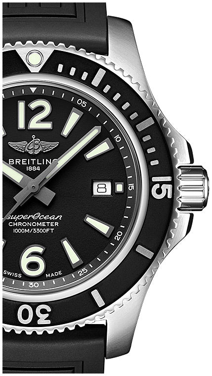  Shop Authentic Breitling Superocean II 44mm Black Dial Black Rubber Strap Watch for Men - A17367D71B1S2 - Luxxuri