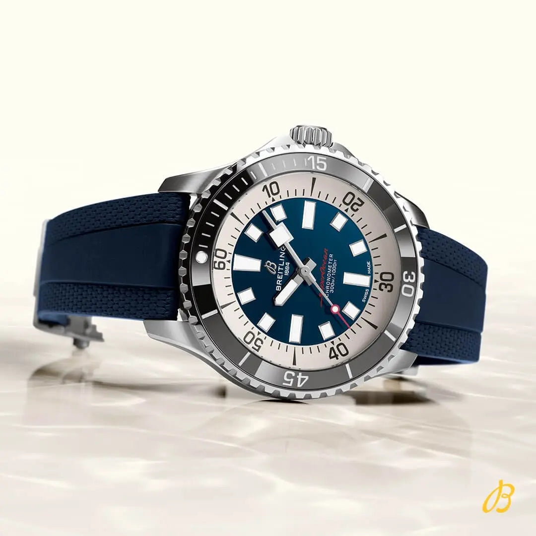  Shop Authentic Breitling Superocean Automatic 44 Blue Dial Blue Rubber Strap Watch for Men - A17376211C1S1 - Luxxuri