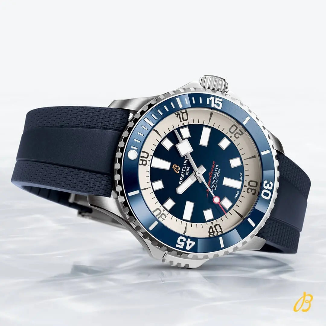  Shop Authentic Breitling Superocean Automatic 46 Blue Dial Blue Rubber Strap Watch for Men - A17378E71C1S1 - Luxxuri