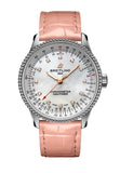  Shop Authentic Breitling Navitimer Automatic 35 Mother of Pearl Dial Pink Leather Strap Watch for Women - A17395211A1P3 - Luxxuri