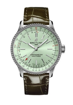  Shop Authentic Breitling Navitimer Automatic 35 Green Dial Green Leather Strap Watch for Women - A17395361L1P1 - Luxxuri