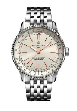  Shop Authentic Breitling Navitimer Automatic 35 White Dial Silver Steel Strap Watch for Men - A17395F41G1A1 - Luxxuri