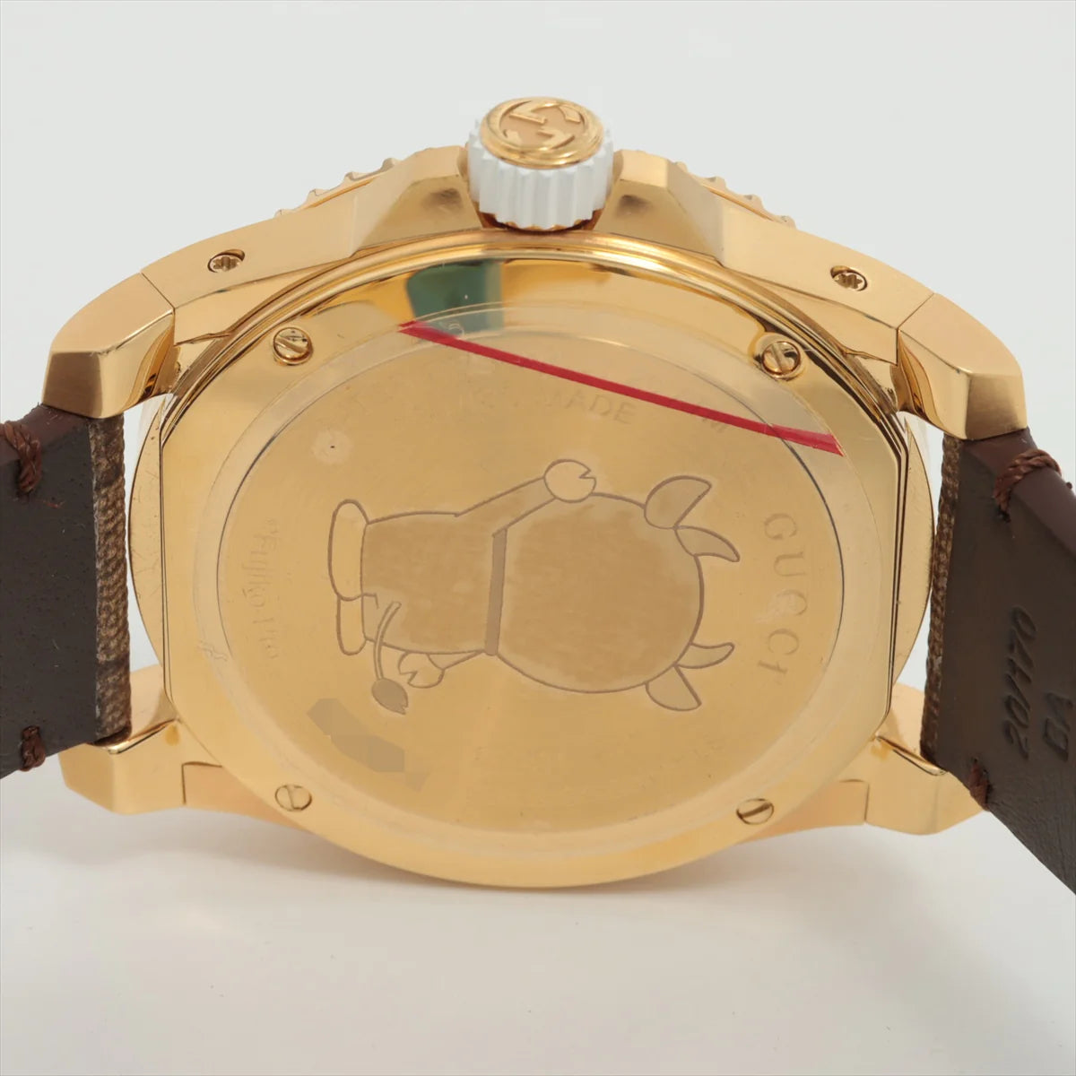  Shop Authentic Gucci Dive Doraemon Brown Dial Brown Leather Strap Watch For Men - YA136334 - Luxxuri