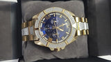 Shop Authentic Bulova Crystal Collection Blue Dial Gold Steel Strap Watch for Men - 98C128 - Luxxuri