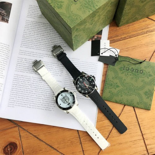  Shop Authentic Gucci Dive Tiger White Dial White Rubber Strap Watch For Men - YA136329 - Luxxuri