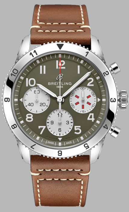  Shop Authentic Breitling Avi Chronograph 42 Curtiss Warhawk Green Dial Brown Leather Strap Watch for Men - A233802A1L1X1 - Luxxuri
