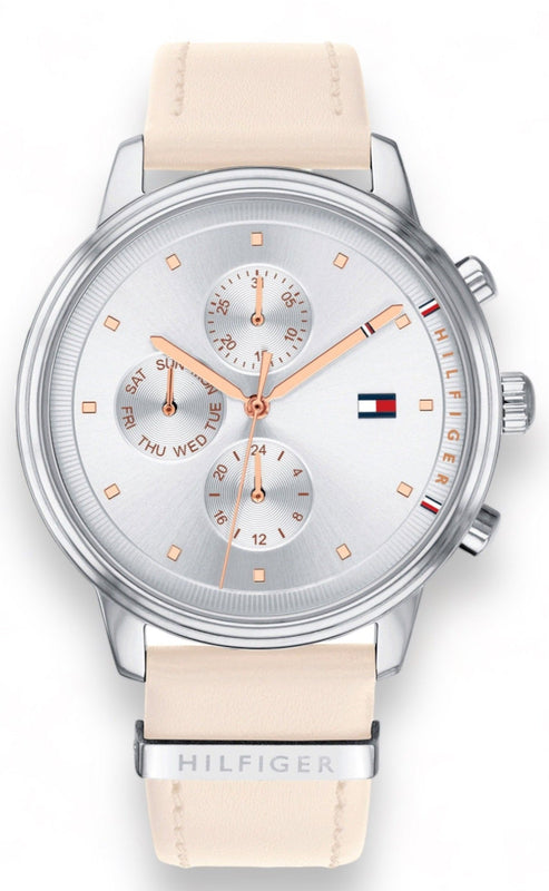 Shop Authentic Tommy Hilfiger Blake Chronograph Silver Dial Pink Leather Strap Watch For Women - 1781906 - Luxxuri
