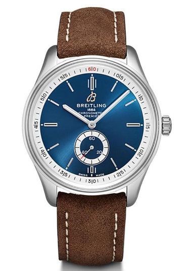  Shop Authentic Breitling Premier Automatic 40mm Blue Dial Brown Leather Strap Mens Watch - A37340351C1X2 - Luxxuri