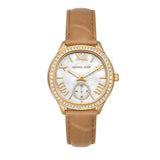  Shop Authentic Michael Kors Sage Three-Hand Mother of Pearl White Dial Brown Leather Strap Watch for Women - MK4819 - Luxxuri
