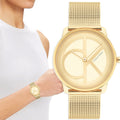  Shop Authentic Calvin Klein Minimal Silver Dial Gold Mesh Bracelet Watch for Women - K3M22526 - Luxxuri