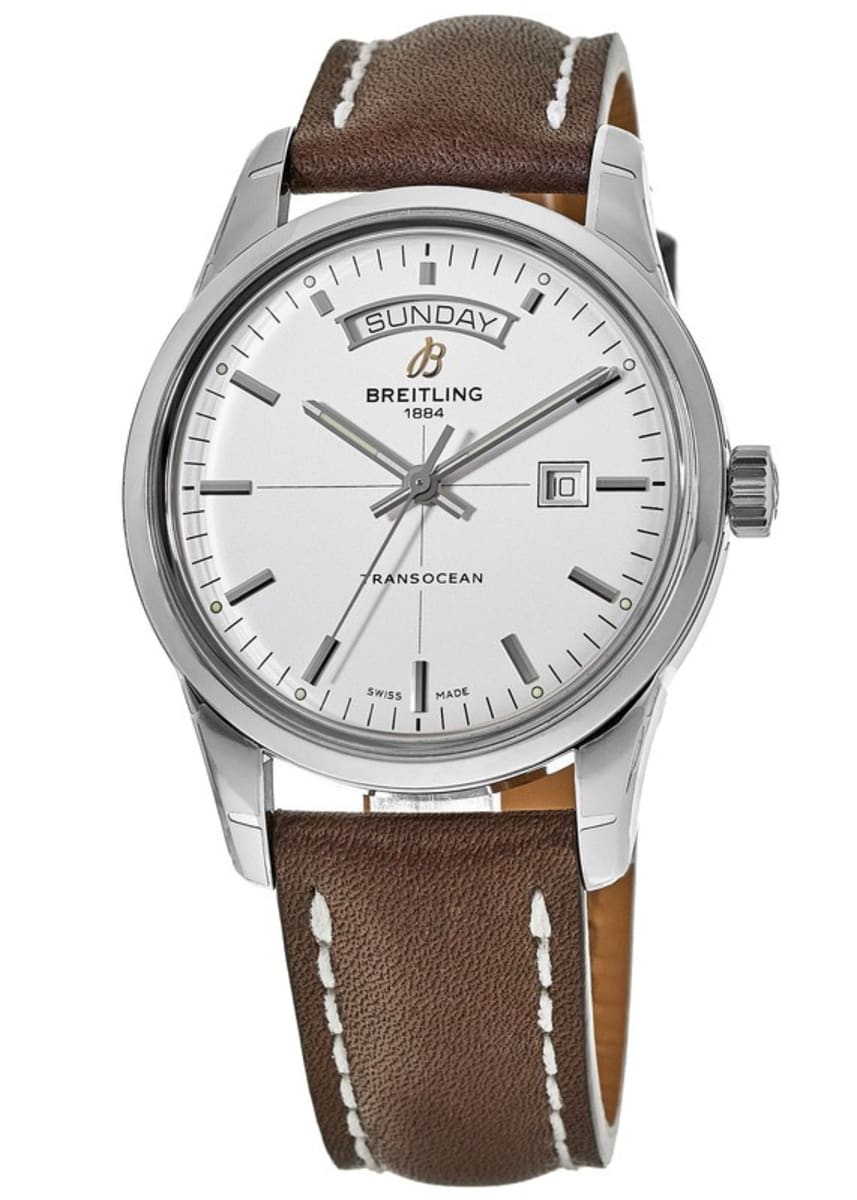  Shop Authentic Breitling Transocean Day & Date 43mm Brown Leather Strap Mens Watch - A4531012|G751|437X|A20B A.1 - Luxxuri